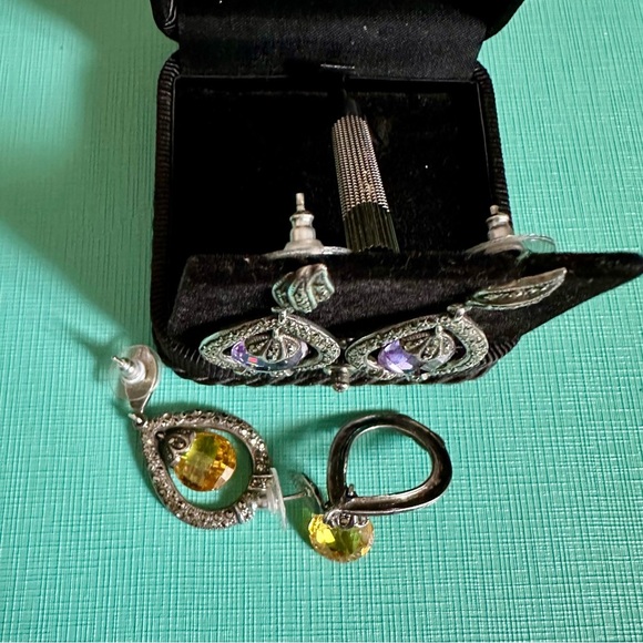 💎 Silvery Dangly Gemstone Earrings vintage - sold separately! - Picture 12 of 12